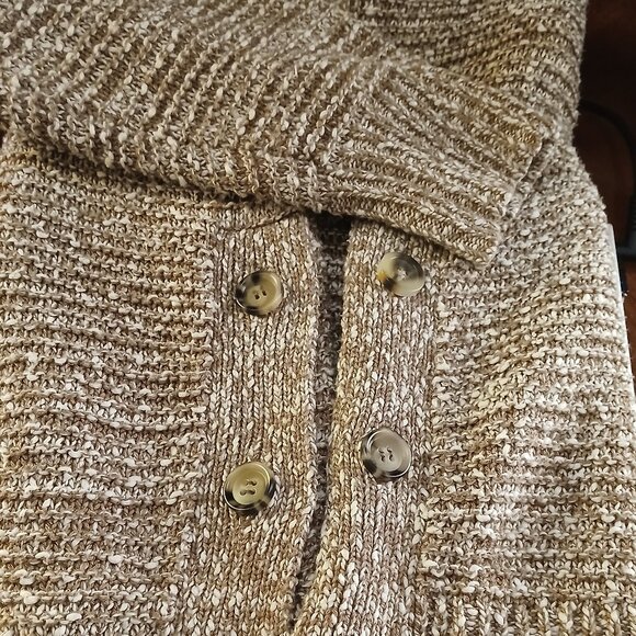 MADEWELL Chunky Marled Caramel/Cream Boatneck Side Button Sweater - Picture 8 of 16